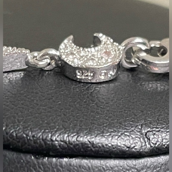 Vintage Sterling Silver Diamond Accent Star Moon Bracelet 8” - Picture 2 of 4